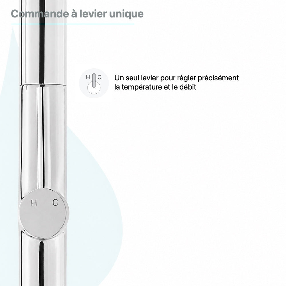 Chalet Poignée unique, Pull-Down mitigeur de cuisine – finition Chrome