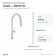 Chalet Poignée unique, Pull-Down mitigeur de cuisine – finition Chrome