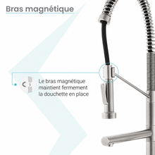 Nouvet Poignée unique, Pull-Down mitigeur de cuisine avec Pot Filler – finition nickel brossé