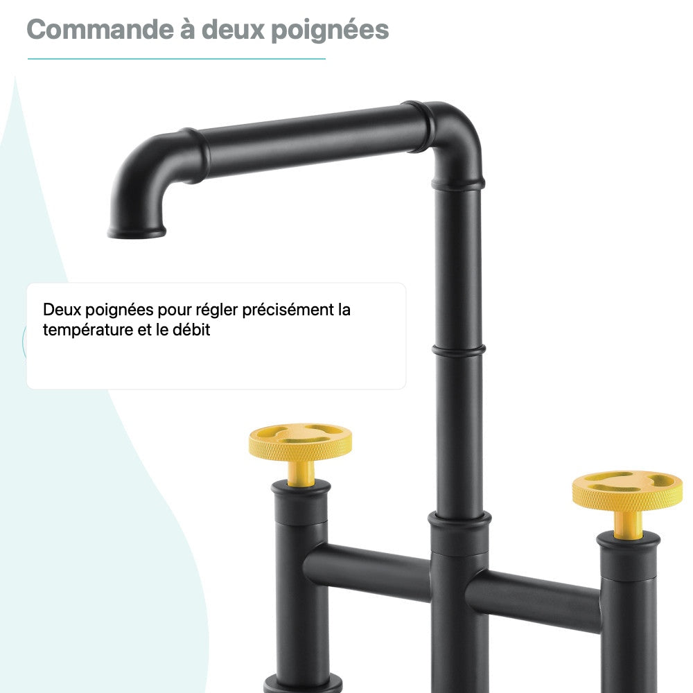 Avallon Pro mitigeur de cuisine – finition noir mat & Yellow