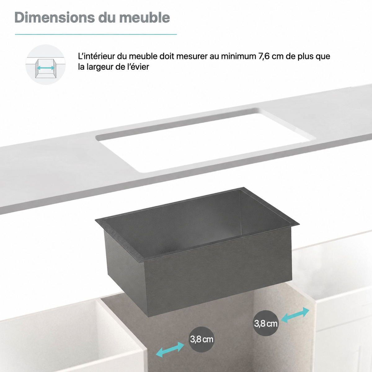 Rivage 83,8 × 50,8 cm acier inoxydable, Dual Basin, Undermount évier de cuisine – finition noir