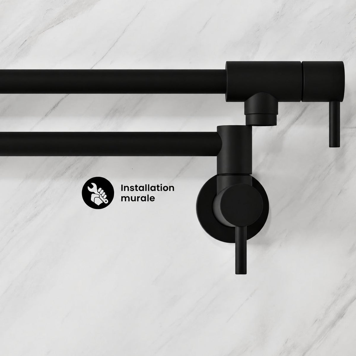 Ivy Retractable mural Pot Filler – finition noir mat