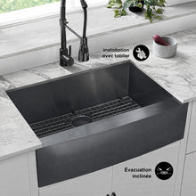 Rivage 76,2 × 53,3 cm acier inoxydable, simple Basin, Farmhouse évier de cuisine avec Apron – finition noir