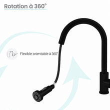 Nouvet Poignée unique, Pull-Down mitigeur de cuisine – finition noir mat