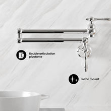 Plaisir Retractable mural Pot Filler robinet – finition chrome poli