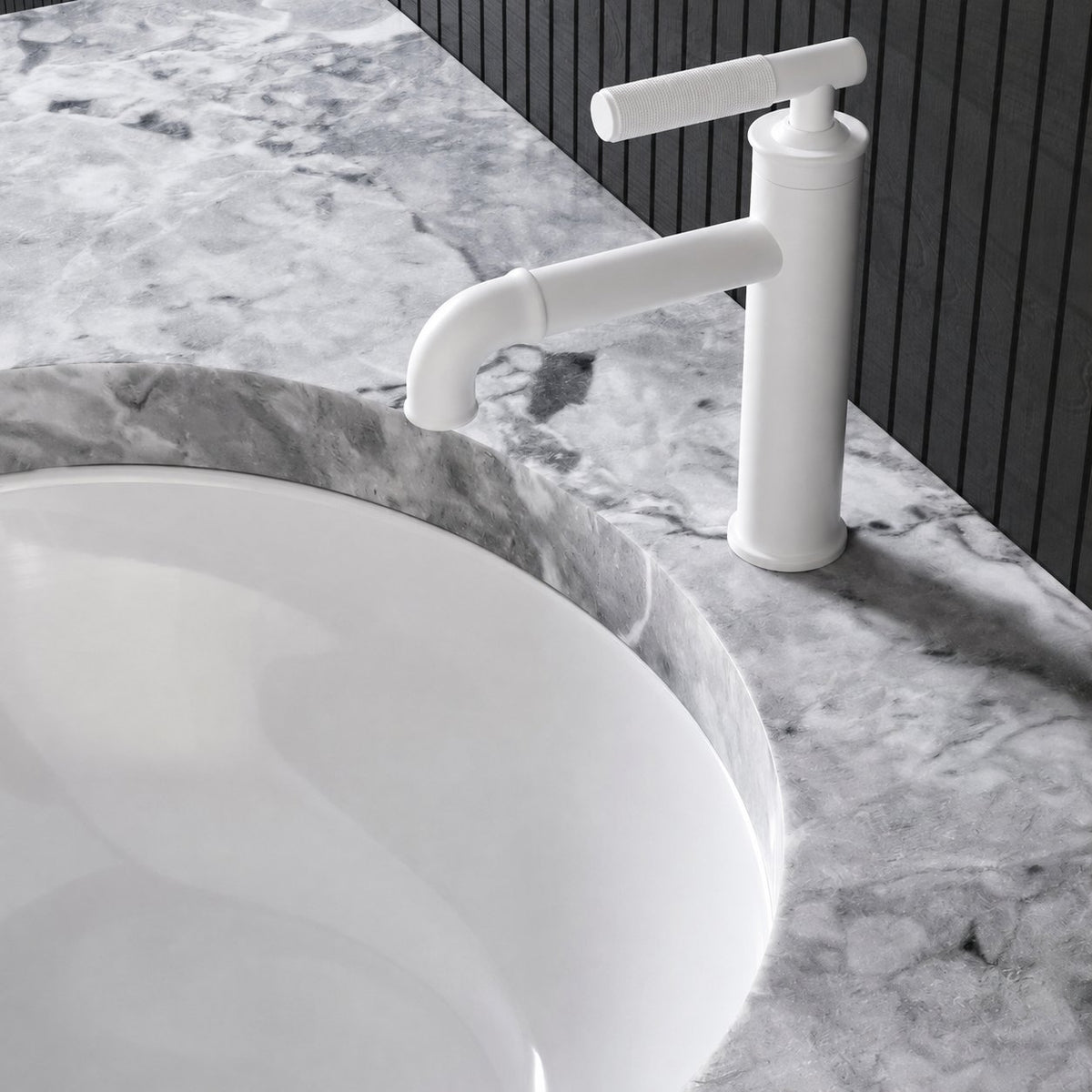 Avallon monotrou, monocommande Sleek, mitigeur de lavabo – finition blanc mat