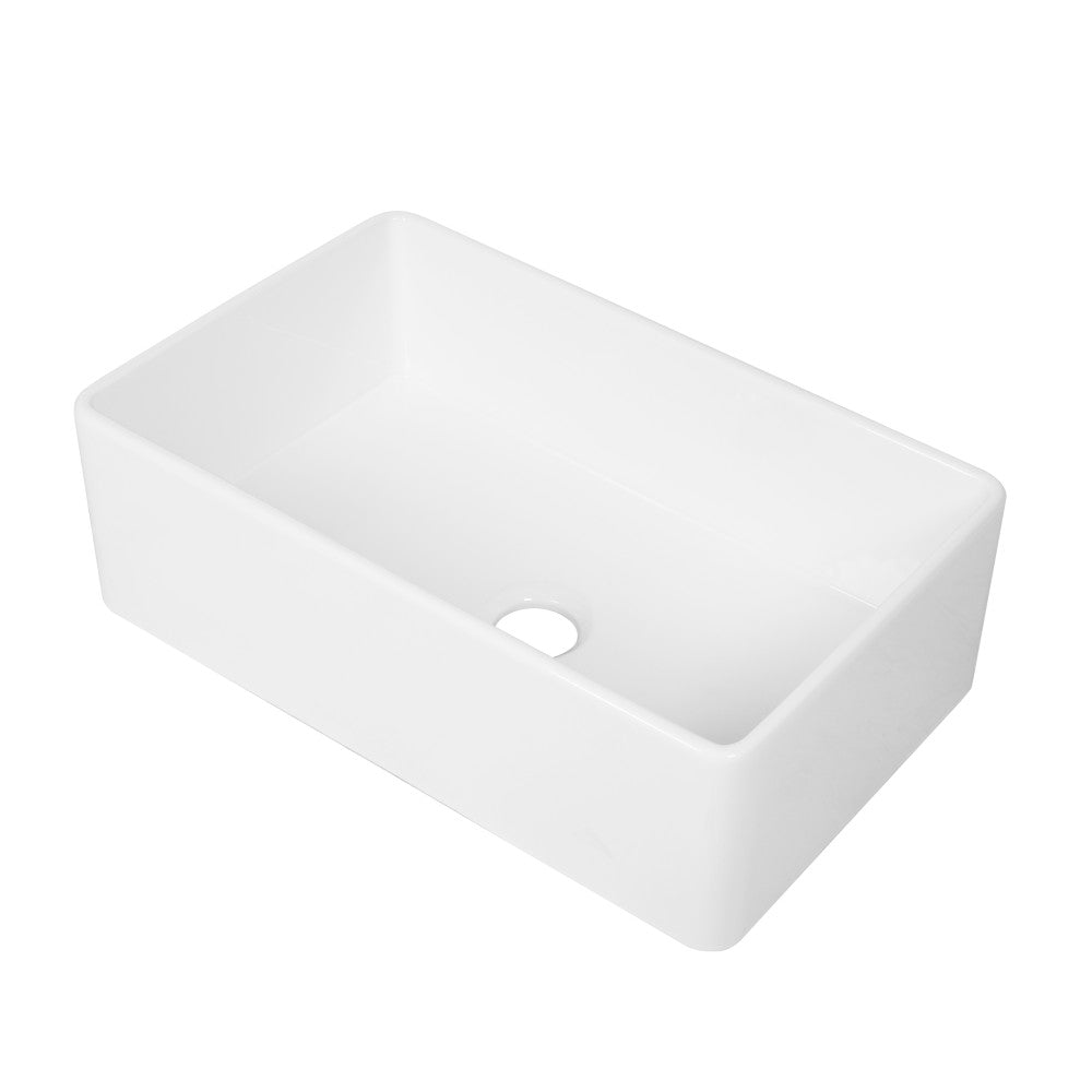 Elegance 83,8 cm simple Basin Fireclay Farmhouse évier de cuisine – finition blanc brillant