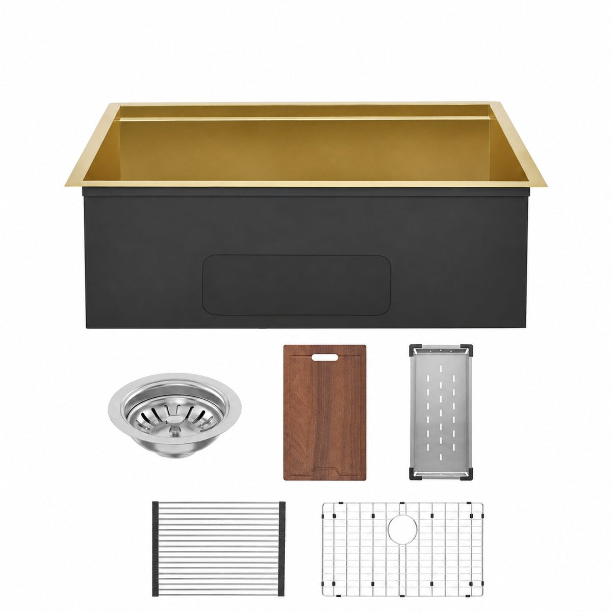 Tourner 76,2 × 48,3 cm acier inoxydable, simple Basin, Undermount Kitchen Workstation vasque – finition or