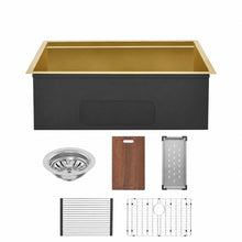 Tourner 76,2 × 48,3 cm acier inoxydable, simple Basin, Undermount Kitchen Workstation vasque – finition or