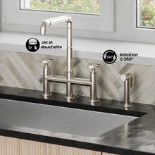 Avallon Pro Widespread mitigeur de cuisine avec Side Sprayer – finition nickel brossé