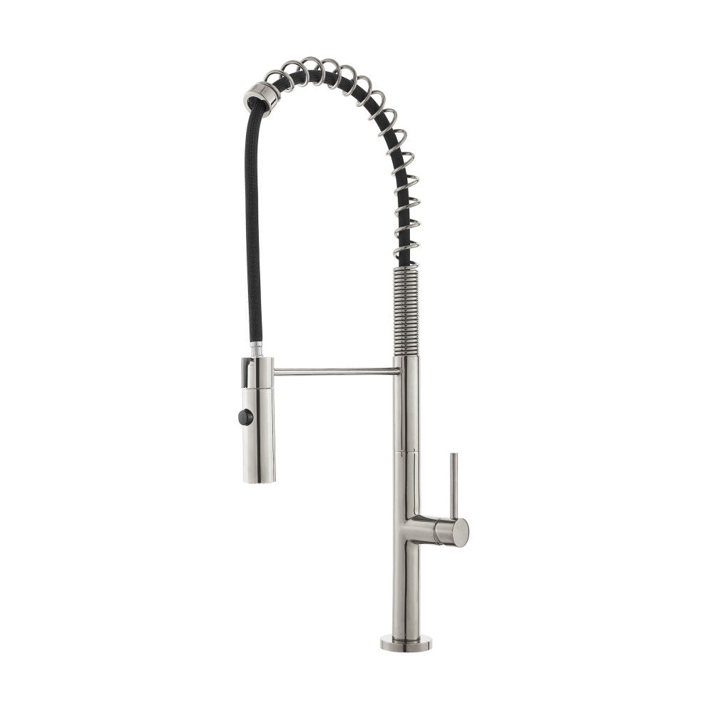 Chalet Poignée unique, Pull-Down mitigeur de cuisine – finition nickel brossé