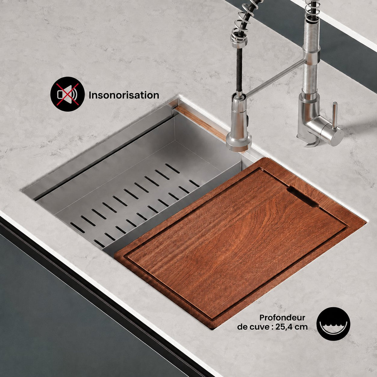 Rivage 55,9 × 48,3 cm simple Basin Undermount Kitchen Workstation vasque