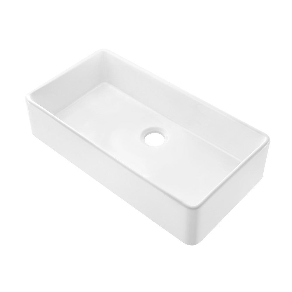 Elegance 91,4 cm x 50,8 cm simple Basin Fireclay Farmhouse évier de cuisine – finition blanc brillant avec acier inoxydable Grid