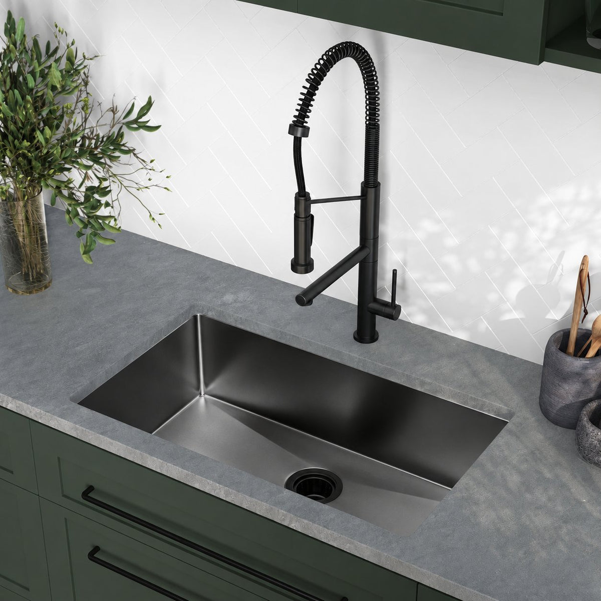 Rivage 76,2 × 45,7 cm acier inoxydable, simple Basin, Undermount évier de cuisine,noir