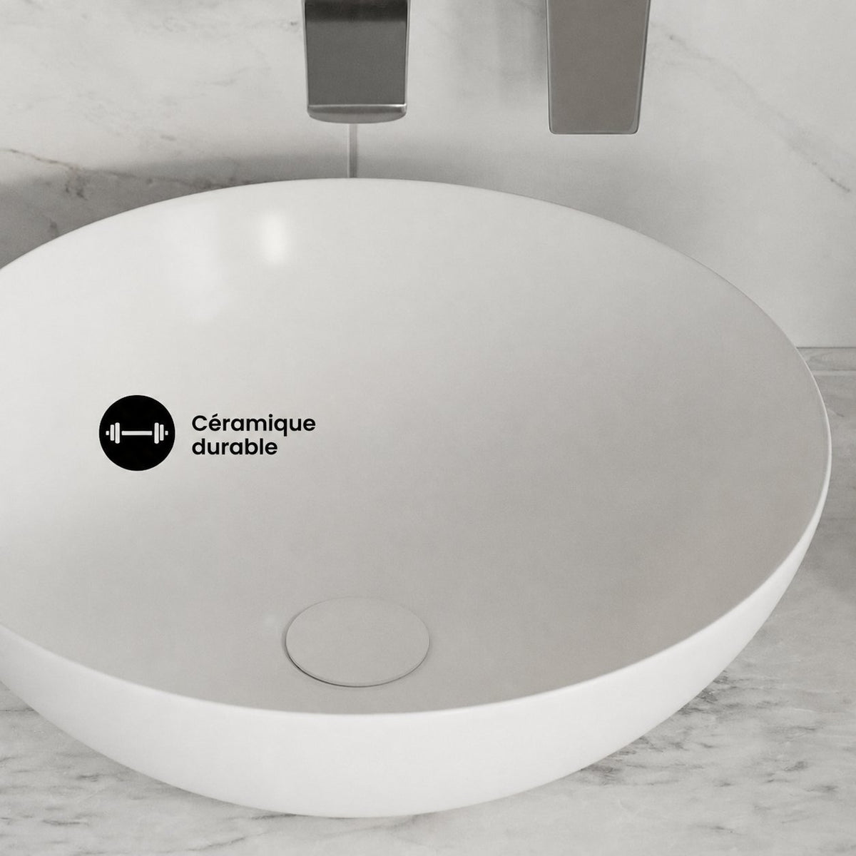 Classe 16 céramique vasque – finition Shiny blanc