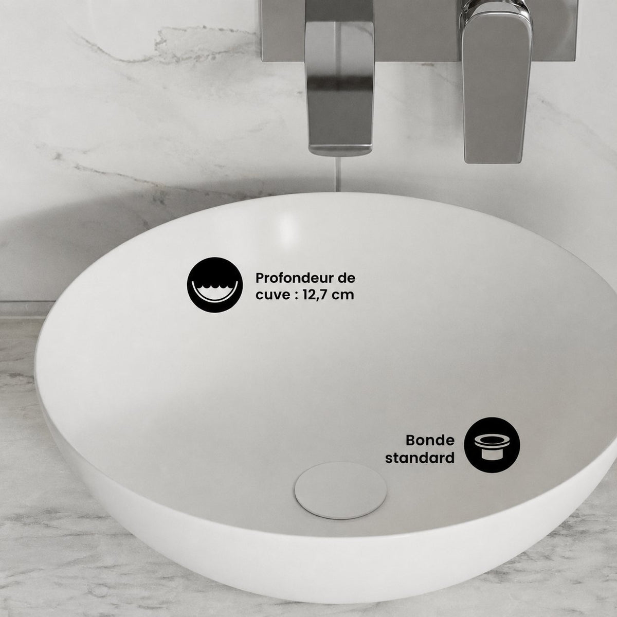 Classe 16 céramique vasque – finition Shiny blanc