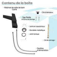 Carre monotrou, monocommande, mitigeur de lavabo – finition noir mat