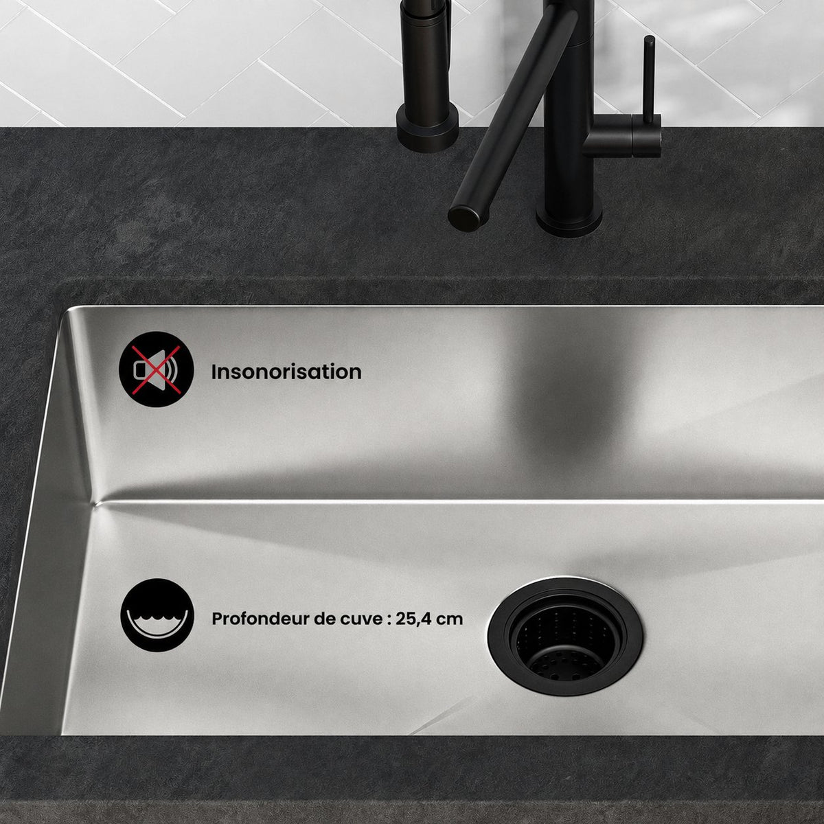 Rivage 76,2 × 45,7 cm acier inoxydable, simple Basin, Undermount évier de cuisine