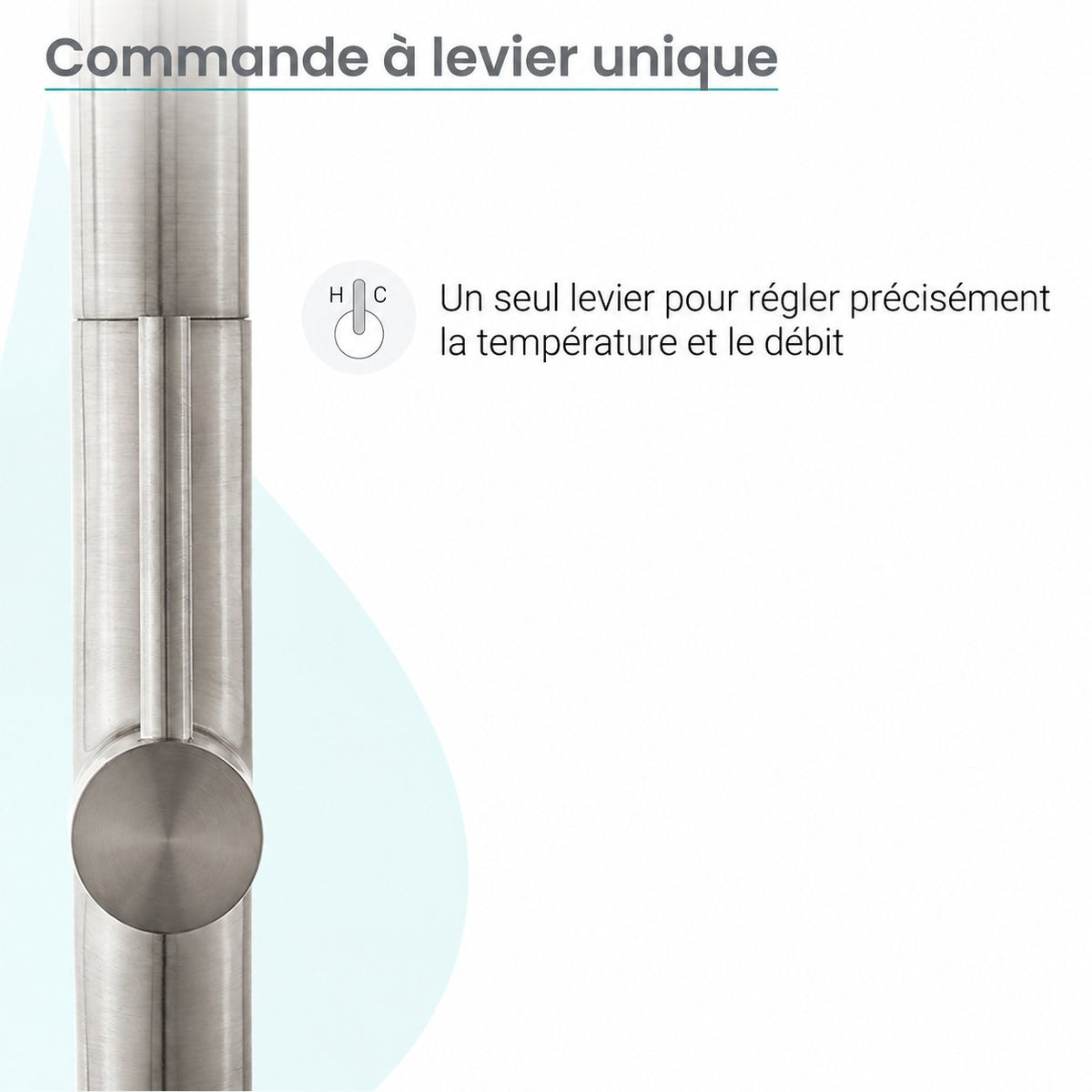 Chalet Poignée unique, Pull-Down mitigeur de cuisine – finition nickel brossé