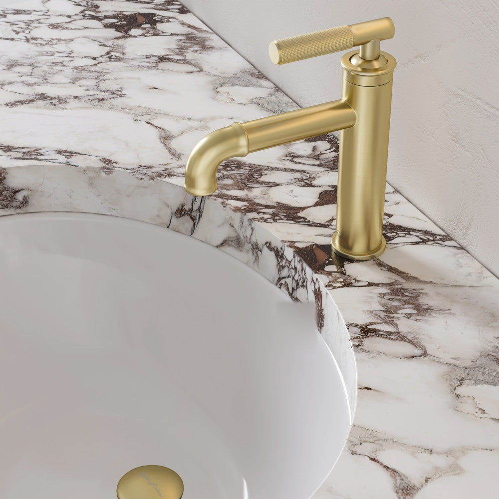 Avallon monotrou, monocommande Sleek, mitigeur de lavabo – finition or brossé