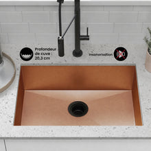 Tourner 66 × 45,7 cm acier inoxydable, simple Basin, Undermount évier de cuisine, Rose or