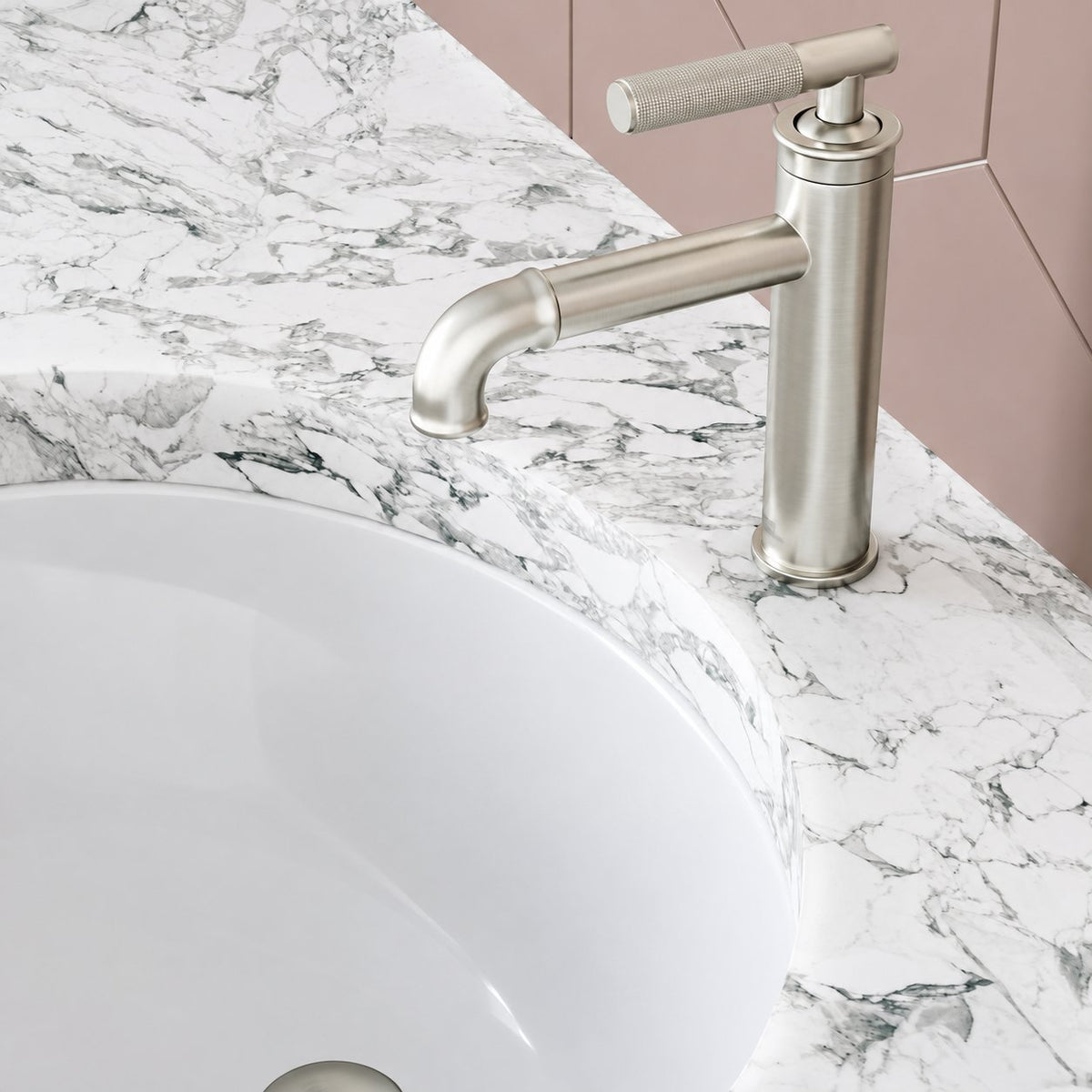 Avallon monotrou, monocommande Sleek, mitigeur de lavabo – finition nickel brossé