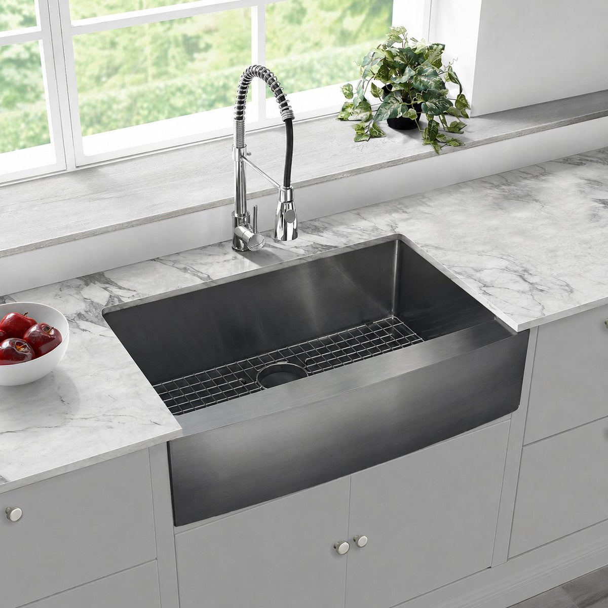 Rivage 83,8 × 53,3 cm acier inoxydable, simple Basin, Farmhouse évier de cuisine avec Apron – finition noir