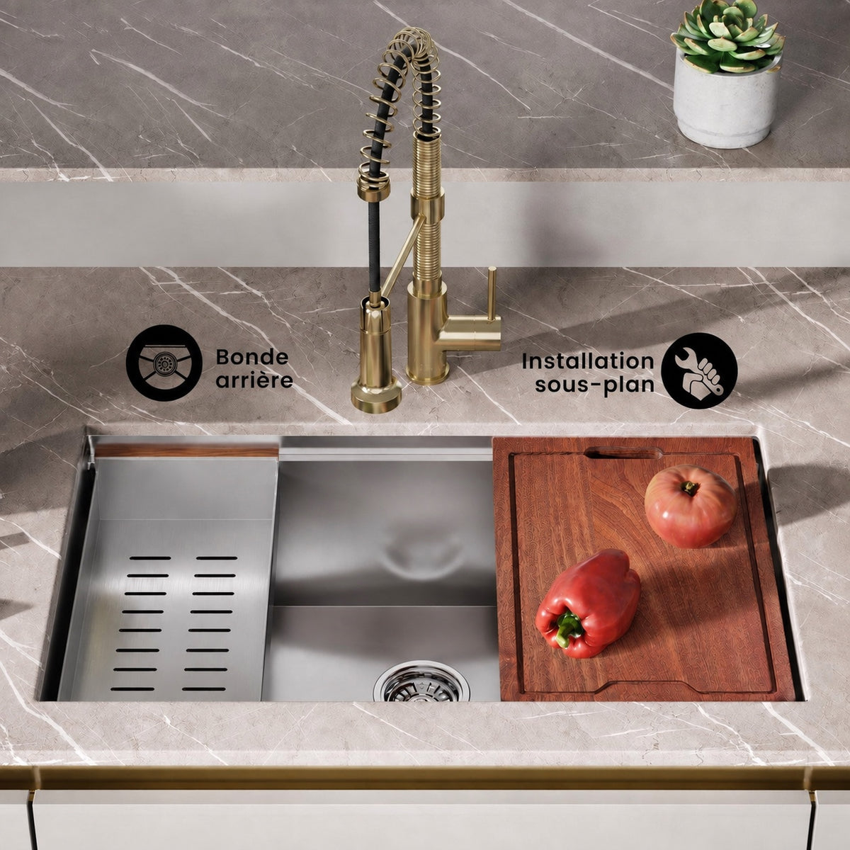 Rivage 81,3 × 48,3 cm simple Basin Undermount Kitchen Workstation vasque