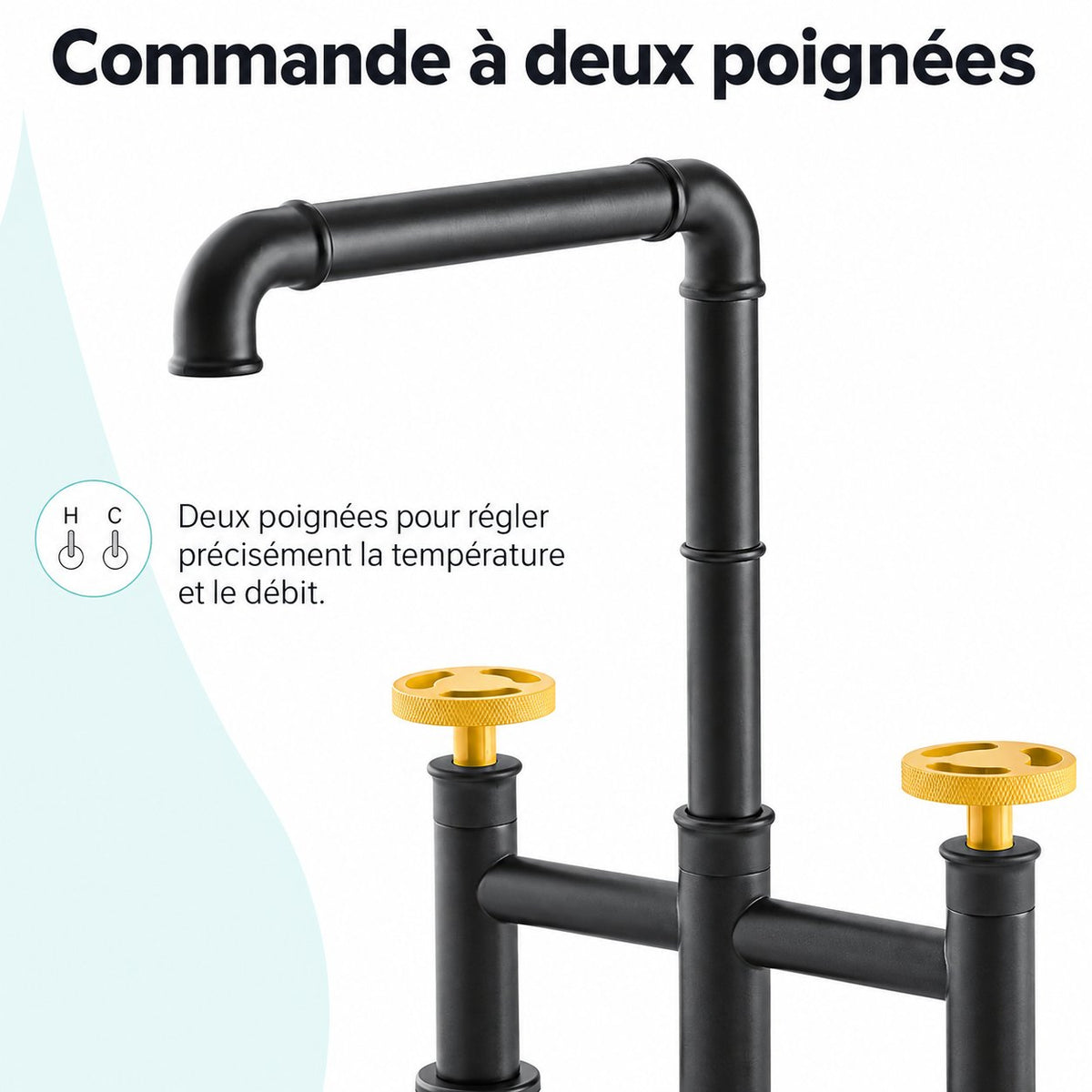 Avallon Pro mitigeur de cuisine – finition noir mat & Yellow
