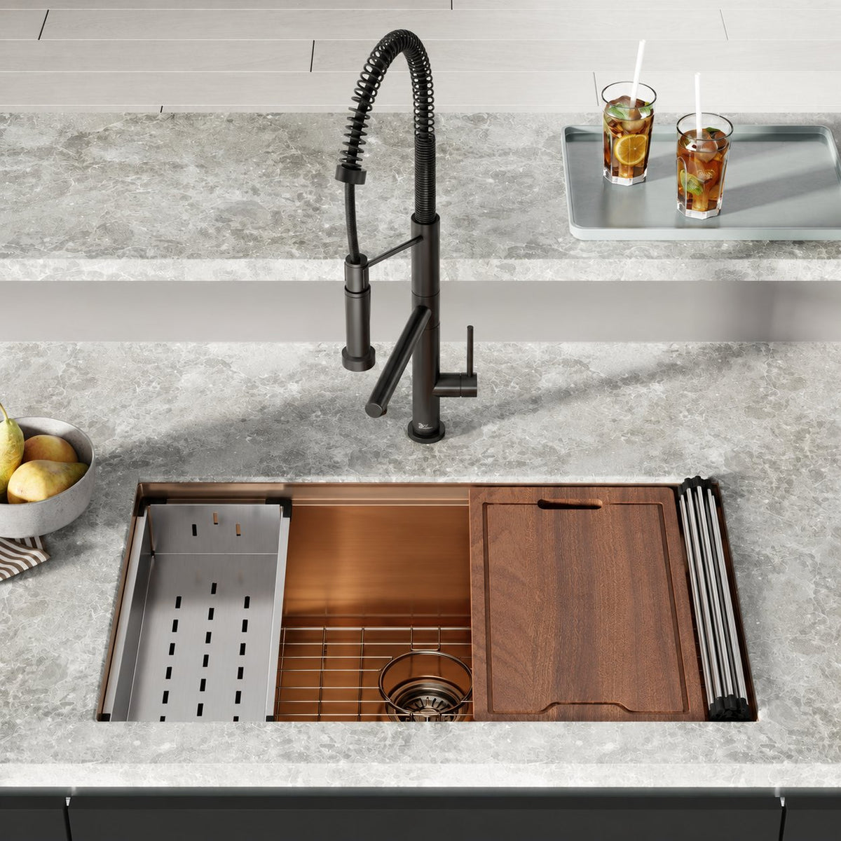 Tourner 81,3 cm 18 Gauge acier inoxydable Undermount évier de cuisine – finition poli Rose or