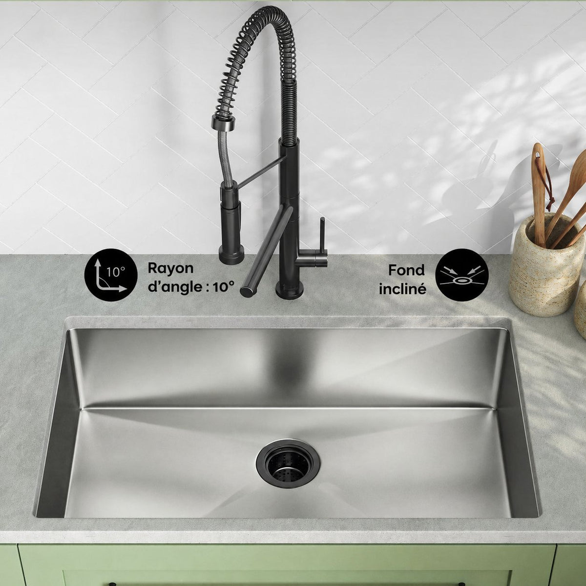 Rivage 81,3 × 48,3 cm acier inoxydable, simple Basin, Undermount évier de cuisine