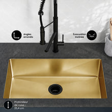 Rivage 76,2 × 45,7 cm acier inoxydable, simple Basin, Undermount évier de cuisine, or