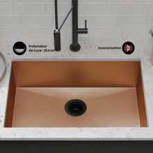 Tourner 68,6 × 48,3 cm acier inoxydable, simple Basin, Undermount évier de cuisine – finition Rose or