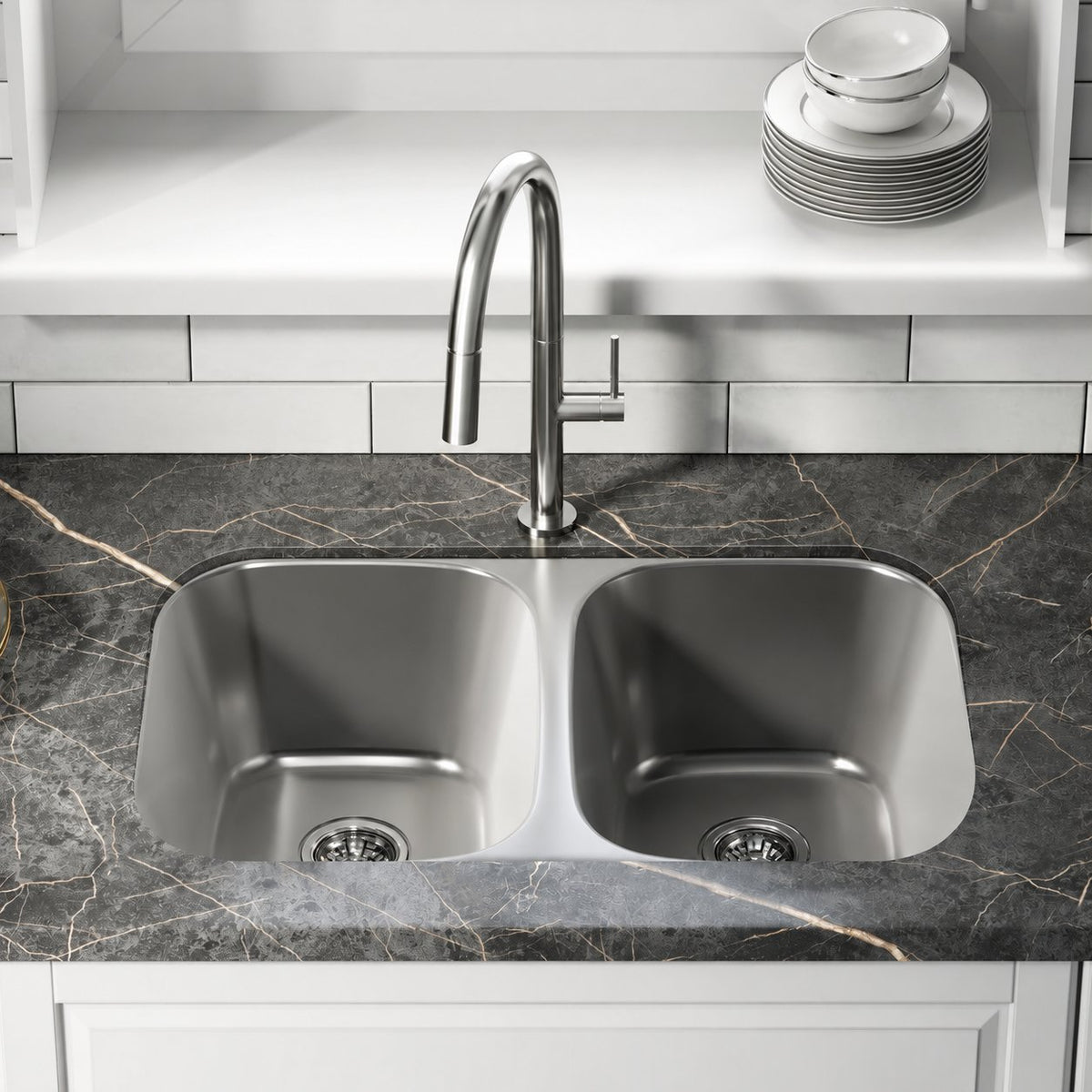Toulouse 73,7 × 45,7 cm acier inoxydable, Dual Basin, Undermount évier de cuisine