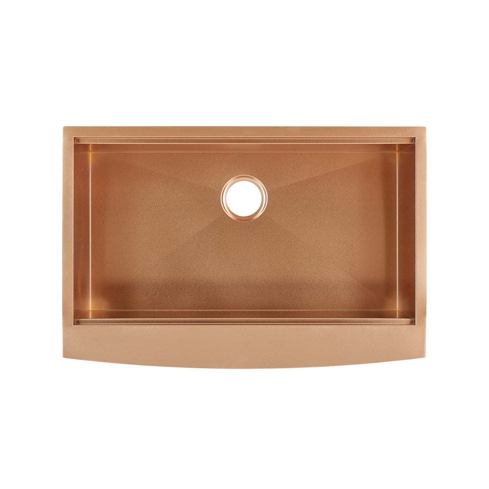Tourner 83,8 × 55,9 cm acier inoxydable, simple Basin, Farmhouse Kitchen Workstation vasque avec Apron – finition Rose or