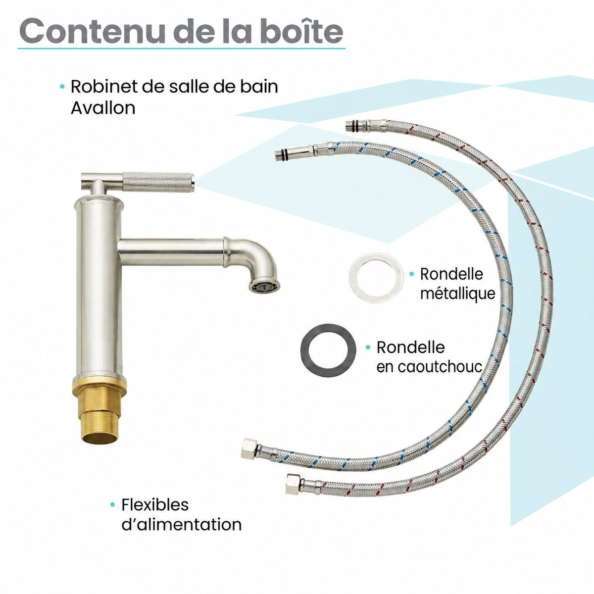 Avallon monotrou, monocommande Sleek, mitigeur de lavabo – finition nickel brossé