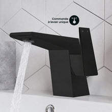 Carre monotrou, monocommande, mitigeur de lavabo – finition noir mat