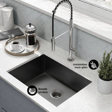 Tourner 68,6 × 48,3 cm acier inoxydable, simple Basin, Undermount évier de cuisine – finition noir