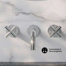Ivy 20,3 cm. Widespread double Cross-Handle mural mitigeur de lavabo – finition chrome poli