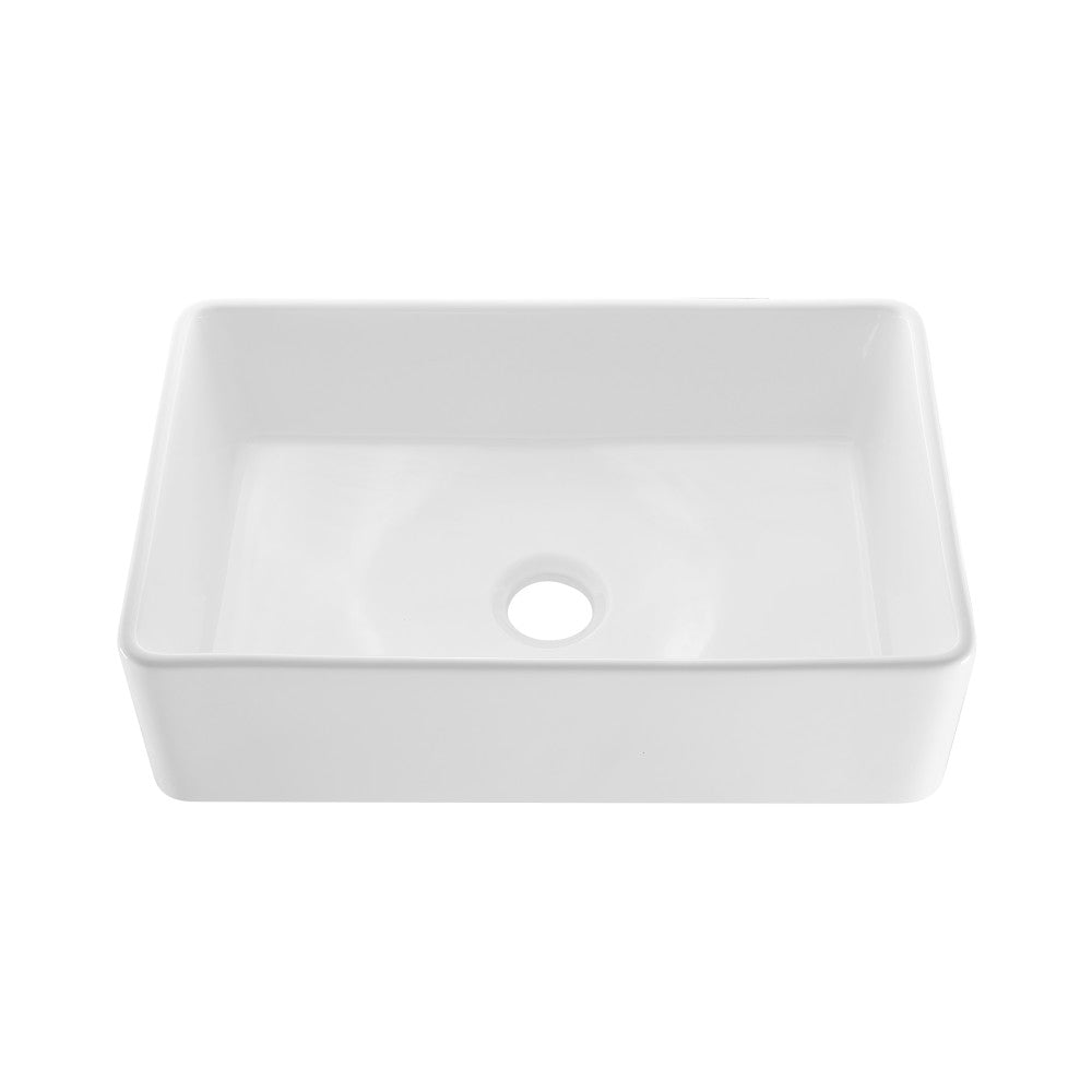 Elegance 76,2 cm x 50,8 cm simple Basin Fireclay Farmhouse évier de cuisine – finition blanc brillant avec acier inoxydable Grid