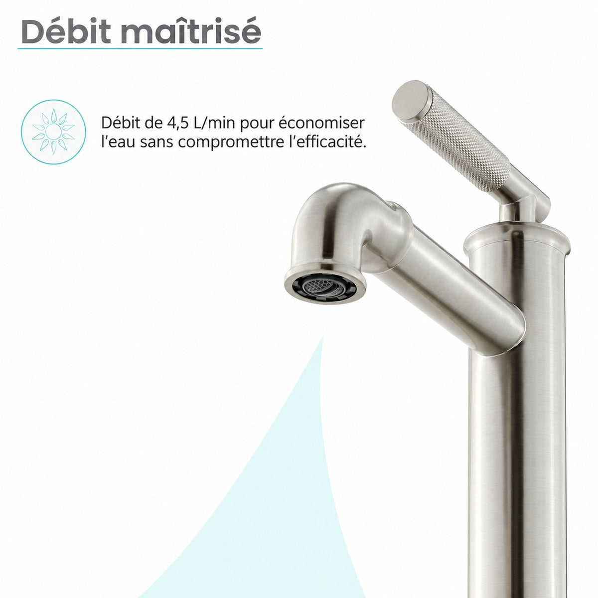 Avallon monotrou, monocommande Sleek, mitigeur de lavabo – finition nickel brossé