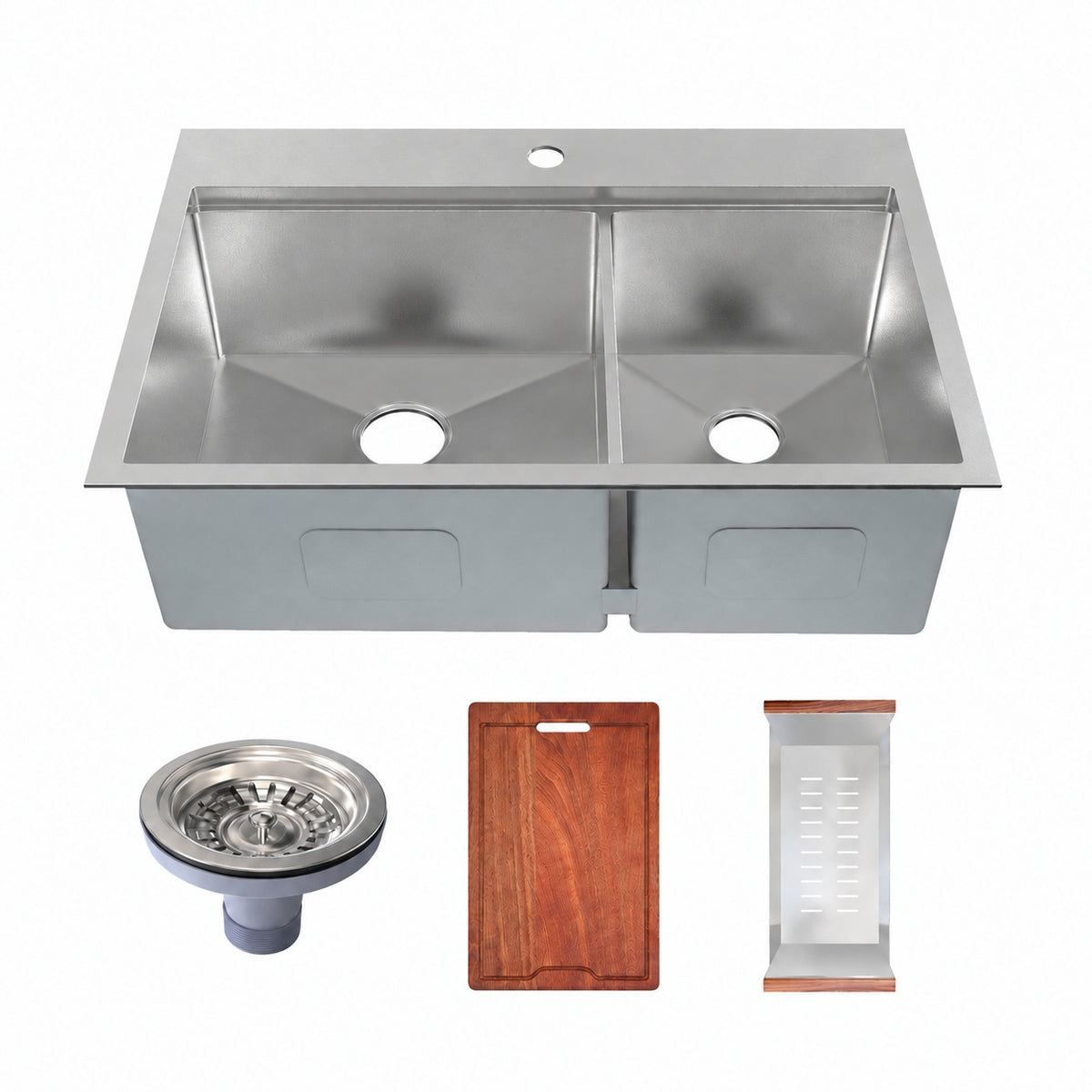 Ravi Dual Basin 83,8 × 55,9 cm Topmount Kitchen Workstation vasque