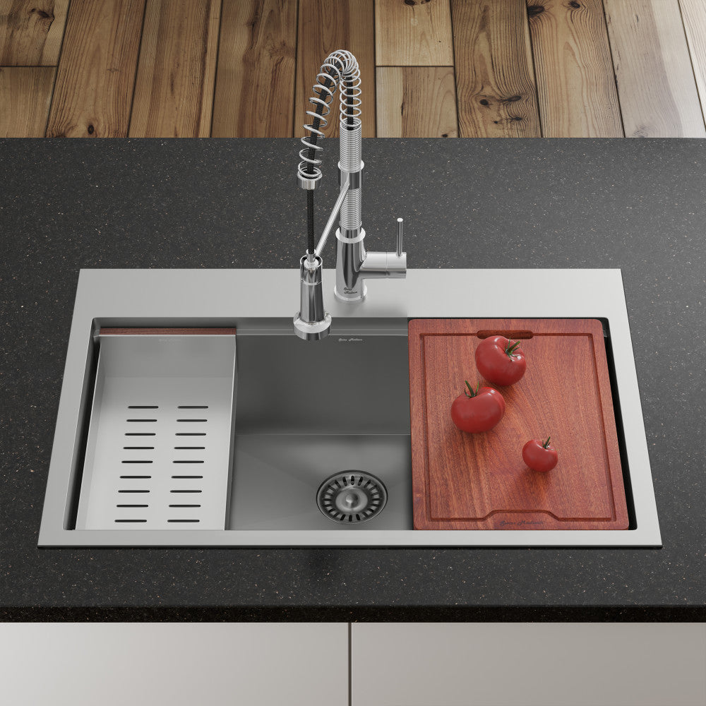 Ravi simple Basin 83,8 × 55,9 cm Topmount Kitchen Workstation vasque
