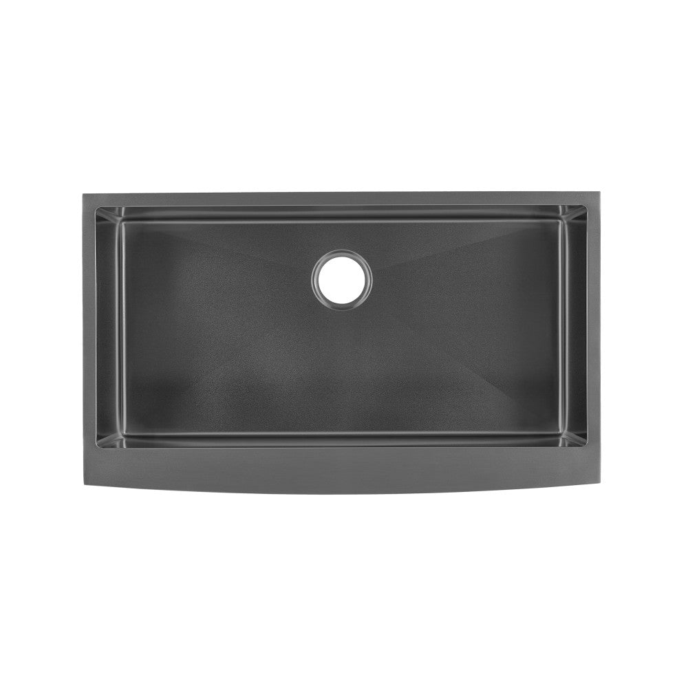 Rivage 91,4 × 53,3 cm acier inoxydable, simple Basin, Farmhouse évier de cuisine avec Apron – finition noir