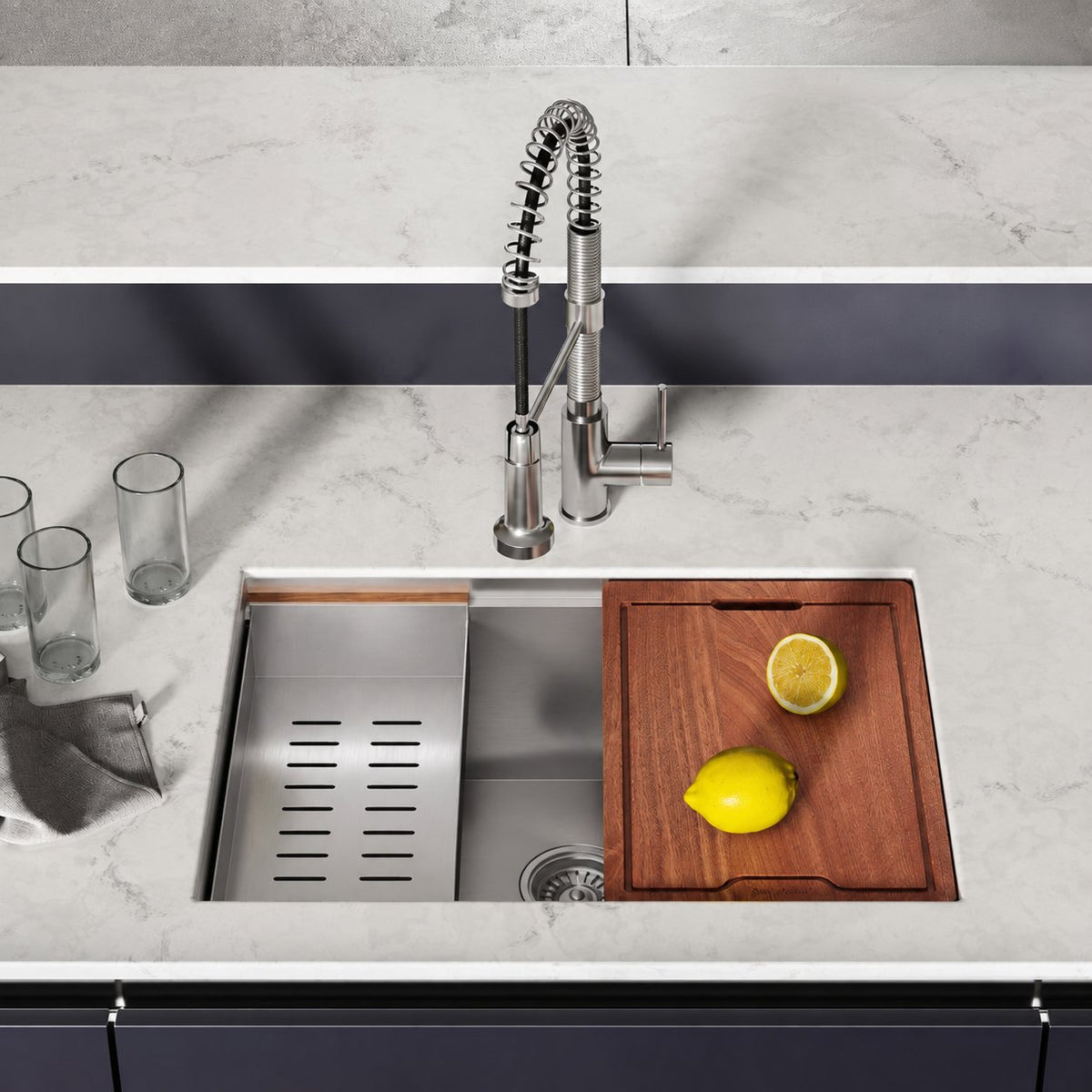 Rivage 68,6 × 48,3 cm simple Basin Undermount Kitchen Workstation vasque
