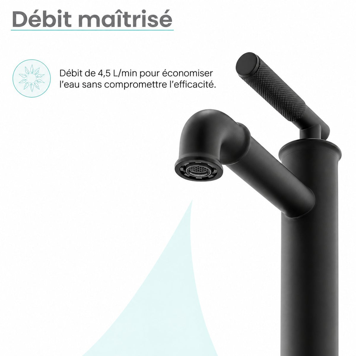Avallon monotrou, monocommande Sleek, mitigeur de lavabo – finition noir mat