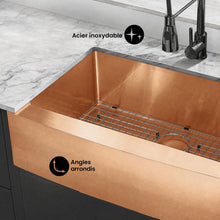 Rivage 83,8 × 53,3 cm acier inoxydable, simple Basin, Farmhouse évier de cuisine avec Apron – finition Rose or