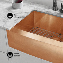 Rivage 76,2 × 53,3 cm acier inoxydable, simple Basin, Farmhouse évier de cuisine avec Apron – finition Rose or