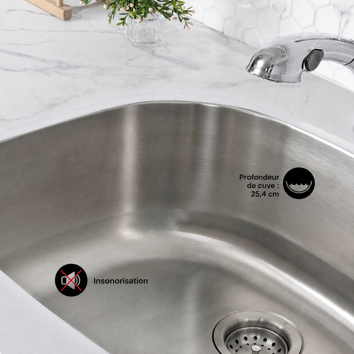 Toulouse 23 5/8 x 21 acier inoxydable, simple Basin, Undermount évier de cuisine