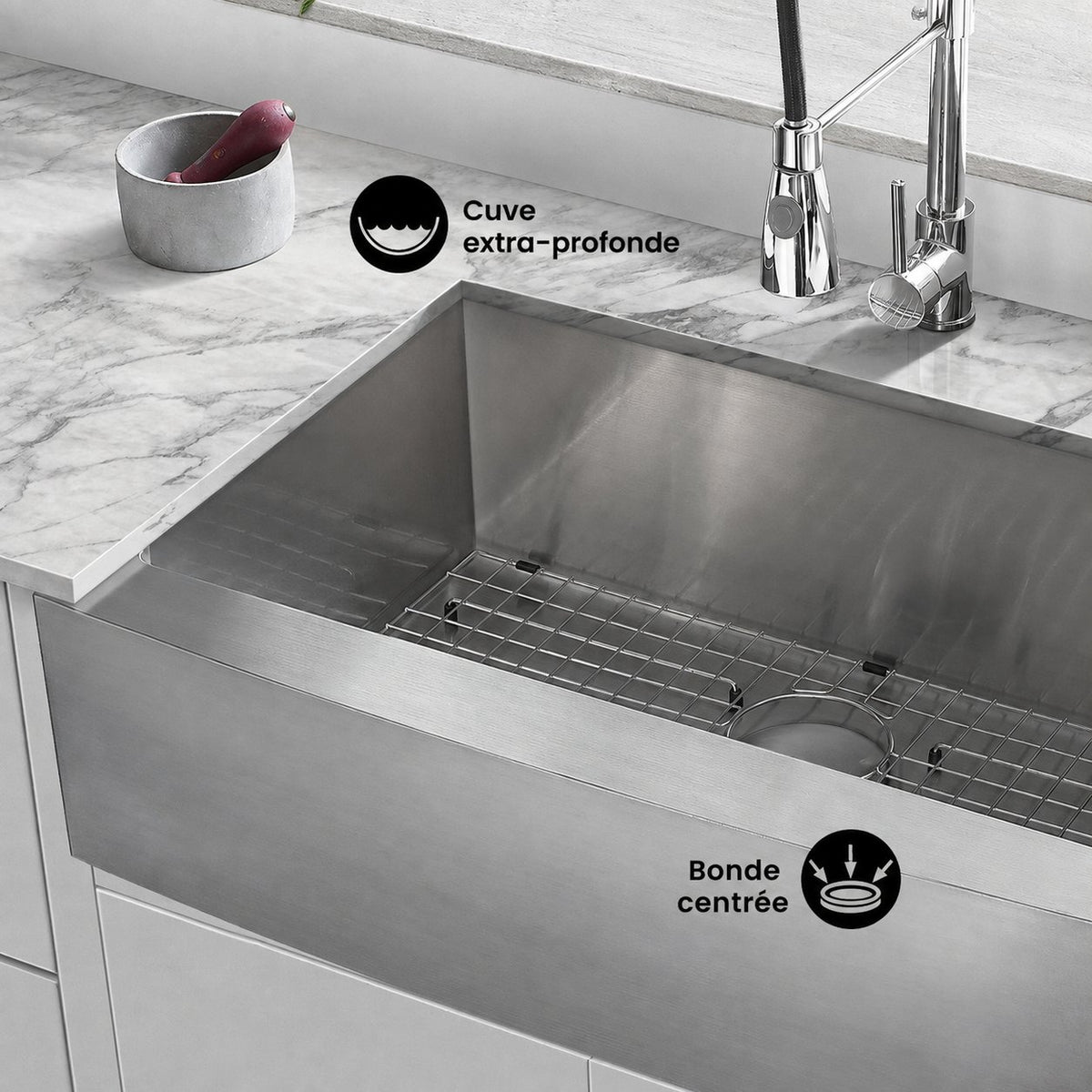 Rivage 76,2 × 53,3 cm acier inoxydable, simple Basin, Farmhouse évier de cuisine avec Apron